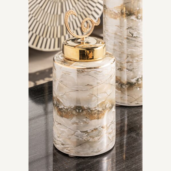 Vas din ceramica alb auriu h33 Ivet - imagine 2