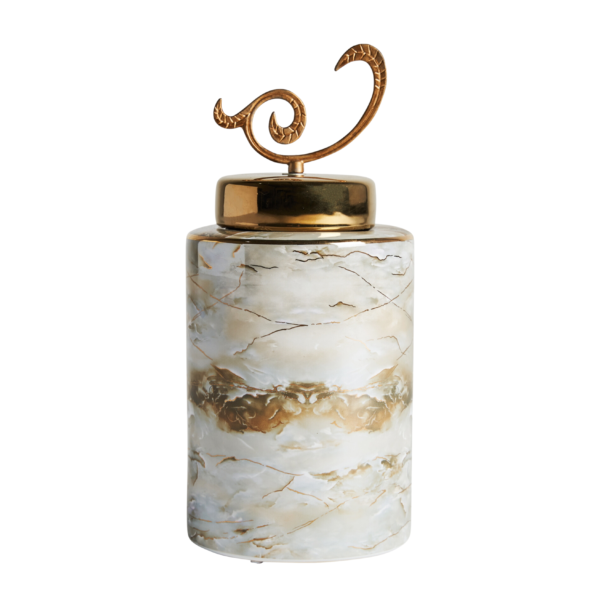 Vas din ceramica alb auriu h33 Ivet