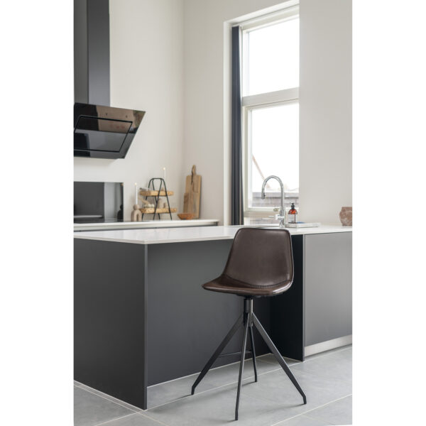 Scaun bar negru din piele ecologica Luxemburg - imagine 3