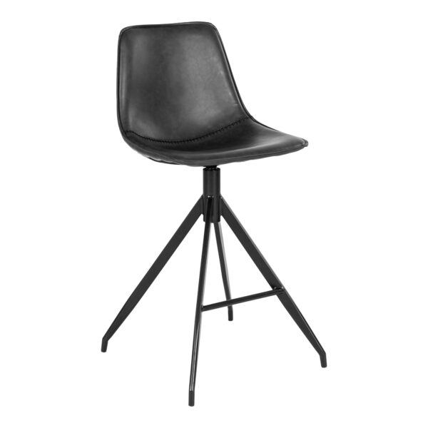 Scaun bar negru din piele ecologica Luxemburg - imagine 2