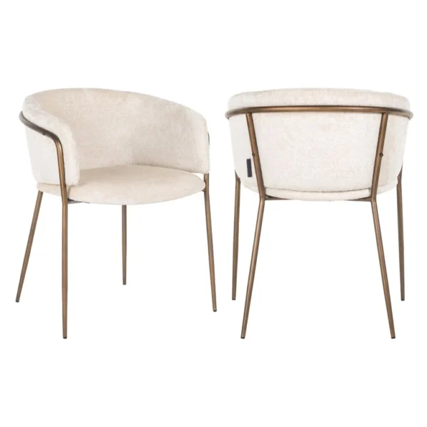 Scaun dining alb din tesatura chenille Minerva - imagine 4