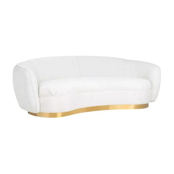 Canapea din boucle alb/auriu Teddy