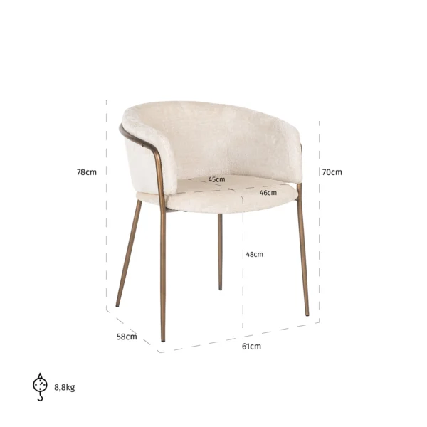 Scaun dining alb din tesatura chenille Minerva - imagine 8