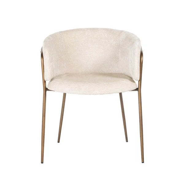 Scaun dining alb din tesatura chenille Minerva - imagine 2