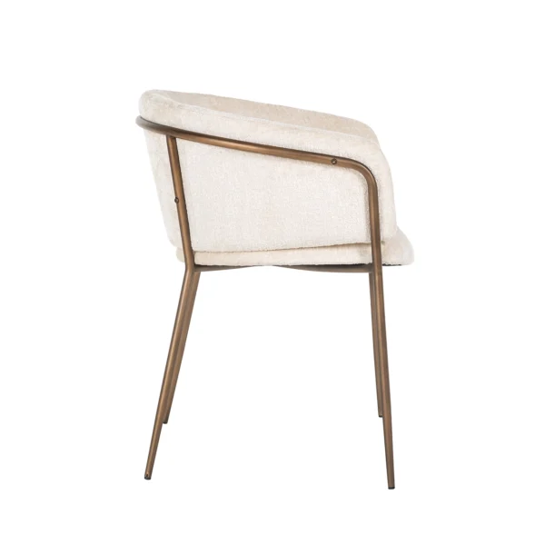 Scaun dining alb din tesatura chenille Minerva - imagine 3