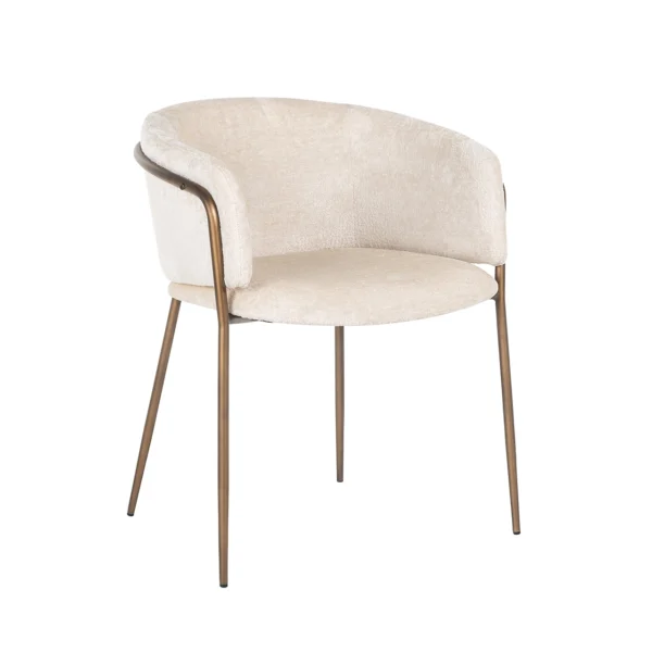 Scaun dining alb din tesatura chenille Minerva