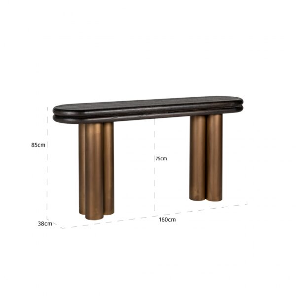 Consola din lemn si metal negru/auriu York - imagine 6