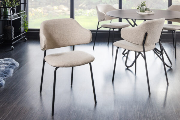 Set 2 scaune dining grej/negru din boucle Scandinavia - imagine 2