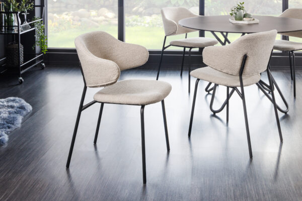 Set 2 scaune dining grej/negru din boucle Scandinavia - imagine 3