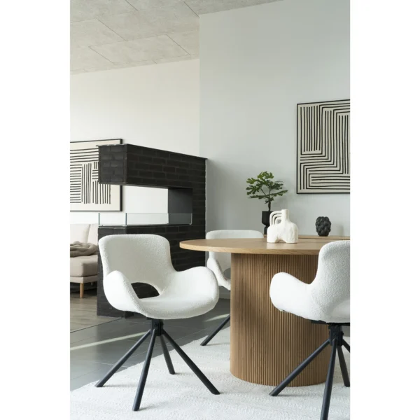 Scaun dining rotativ alb din boucle Sweden - imagine 5