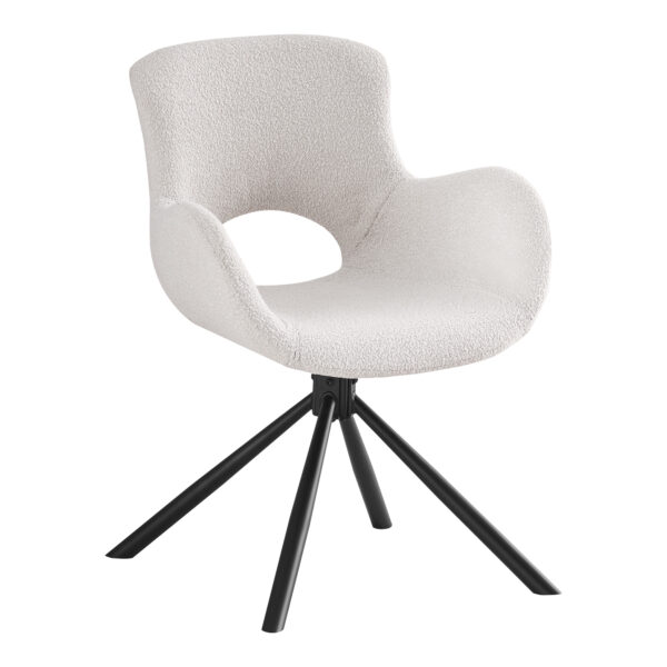 Scaun dining rotativ alb din boucle Sweden