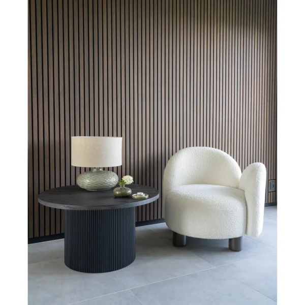Fotoliu rotund alb din boucle stanga Tuxon - imagine 2