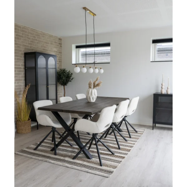 Scaun dining rotativ alb din boucle Sweden - imagine 2