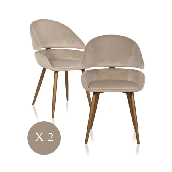 Set 2 scaune dining kaki din catifea Luna