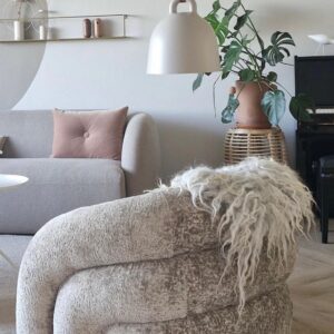 Fotoliu rotativ bej maro din tesatura chenille New York