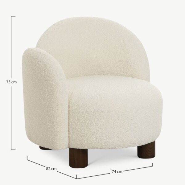 Fotoliu rotund alb din boucle dreapta Tuxon - imagine 8