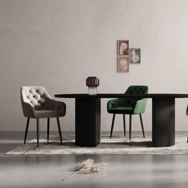 Masa dining ovala maro inchis 100x210x75 Maroon - imagine 3