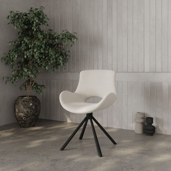 Scaun dining rotativ alb din boucle Sweden - imagine 6