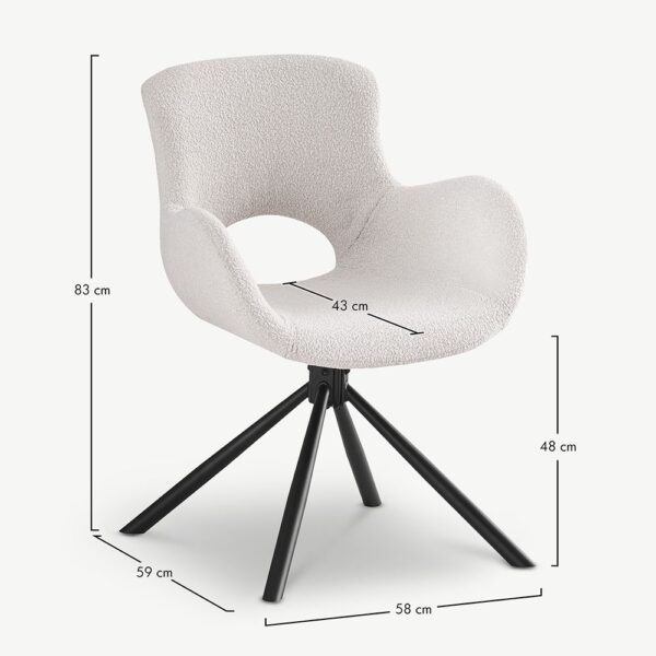 Scaun dining rotativ alb din boucle Sweden - imagine 4