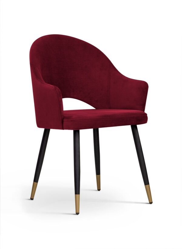 Scaun dining negru gold/visiniu din catifea Goda