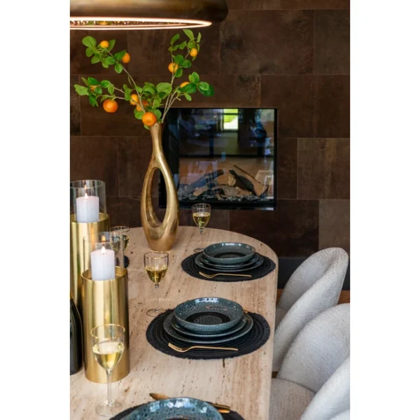 Masa dining ovala bej din travertin 240x110 Rhodos - imagine 12