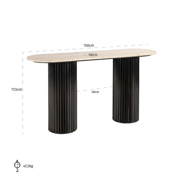 descopera consola ovala bej / negru din travertin