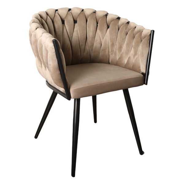 Set 2 scaune dining bej/negru din catifea Larissa