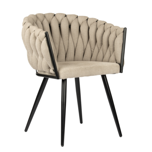 Set 2 scaune dining bej/negru din tesatura Larissa