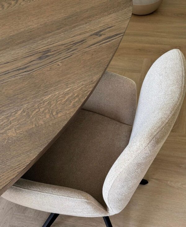 Set 2 scaune dining rotative din tesatura bej/negru Misaki - imagine 7