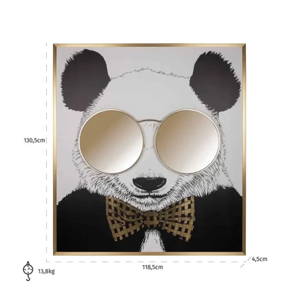Decoratiune de perete din aluminiu si oglinda Panda - imagine 5