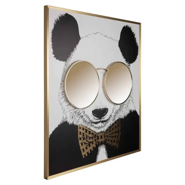 Decoratiune de perete din aluminiu si oglinda Panda - imagine 2