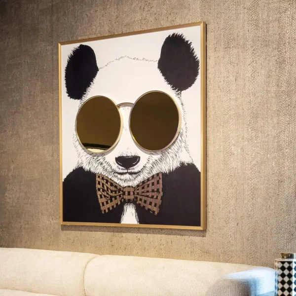 Decoratiune de perete din aluminiu si oglinda Panda - imagine 3