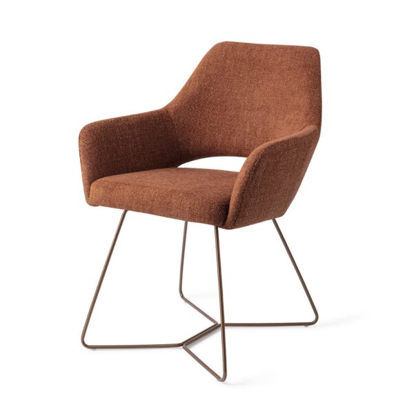 Set 2 scaune dining din tesatura caramiziu/roze Yanai - imagine 3
