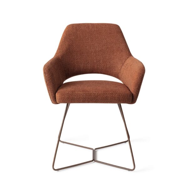 Set 2 scaune dining din tesatura caramiziu/roze Yanai
