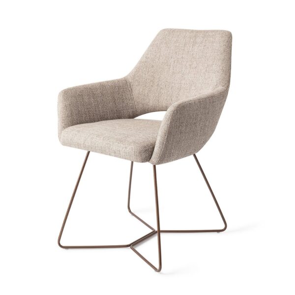 Set 2 scaune dining din tesatura grej/roze Yanai - imagine 2