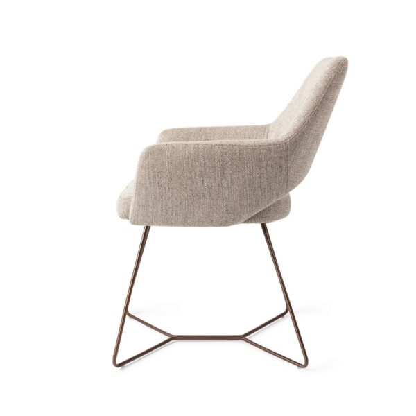 Set 2 scaune dining din tesatura grej/roze Yanai - imagine 3