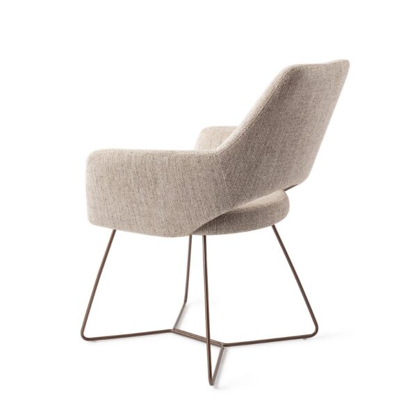 Set 2 scaune dining din tesatura grej/roze Yanai - imagine 4