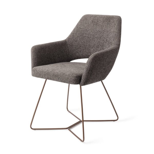 Set 2 scaune dining din tesatura gri inchis/roze Yanai - imagine 2