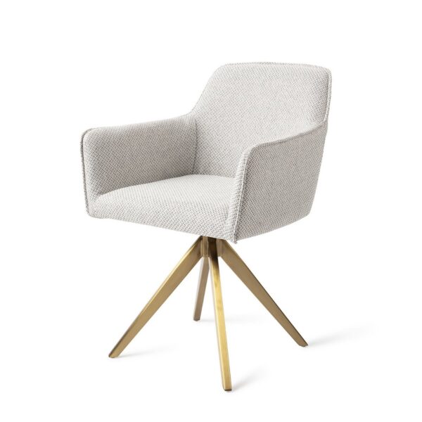 Set 2 scaune dining rotative din tesatura gri deschis/auriu Hofu - imagine 2