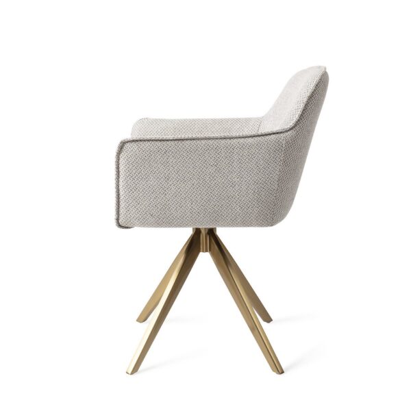 Set 2 scaune dining rotative din tesatura gri deschis/auriu Hofu - imagine 4