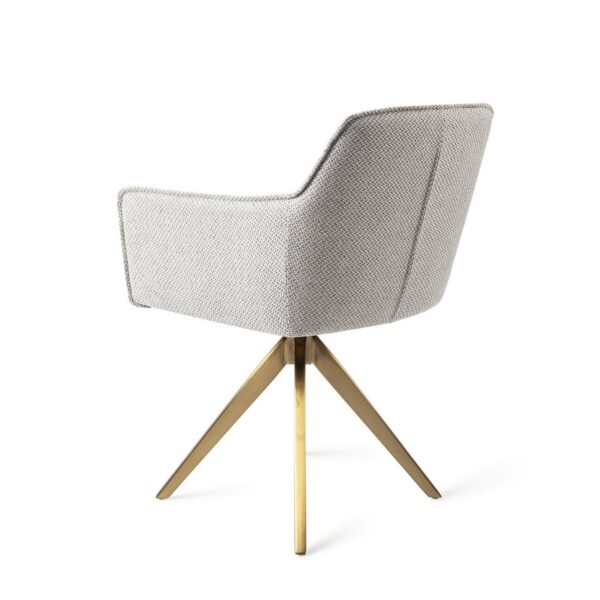 Set 2 scaune dining rotative din tesatura gri deschis/auriu Hofu - imagine 3