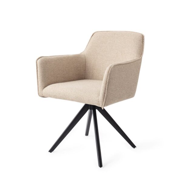Set 2 scaune dining rotative din tesatura bej/negru Hofu - imagine 2
