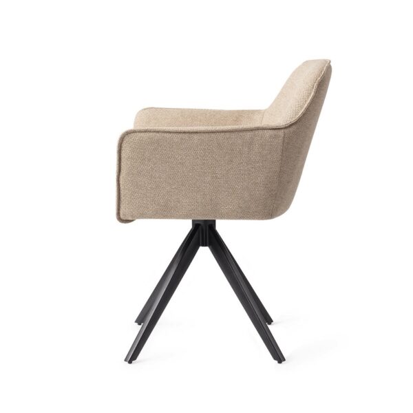 Set 2 scaune dining rotative din tesatura bej/negru Hofu - imagine 4