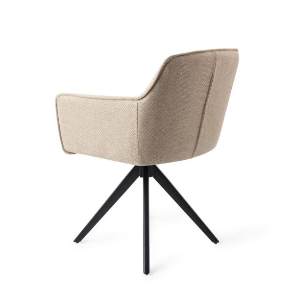 Set 2 scaune dining rotative din tesatura bej/negru Hofu - imagine 3