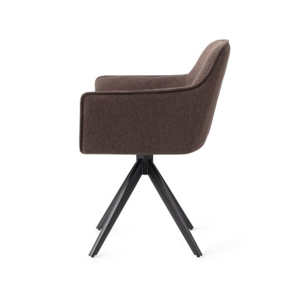 Set 2 scaune dining rotative din tesatura maro inchis/negru Hofu - imagine 3