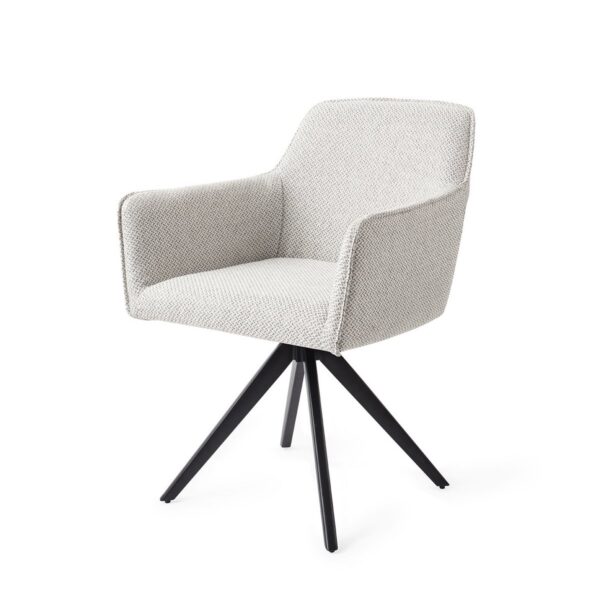Set 2 scaune dining rotative din tesatura gri deschis/negru Hofu - imagine 3