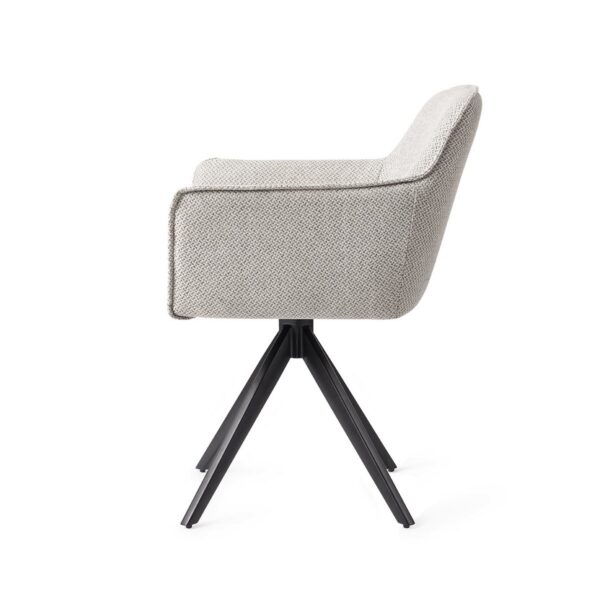 Set 2 scaune dining rotative din tesatura gri deschis/negru Hofu - imagine 4