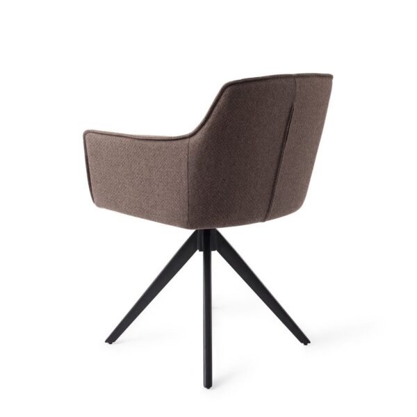 Set 2 scaune dining rotative din tesatura maro inchis/negru Hofu - imagine 4