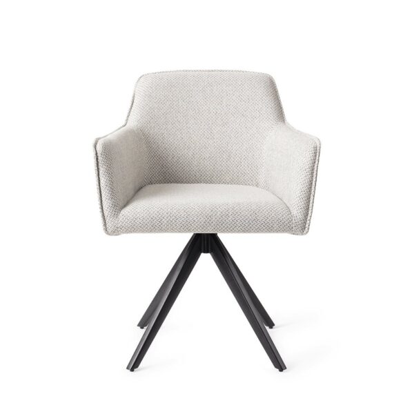 Set 2 scaune dining rotative din tesatura gri deschis/negru Hofu