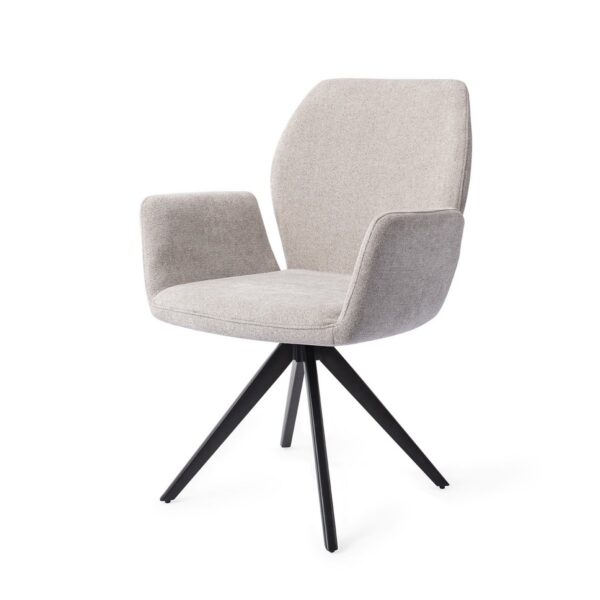 Set 2 scaune dining rotative din tesatura gri deschis/negru Misaki - imagine 2